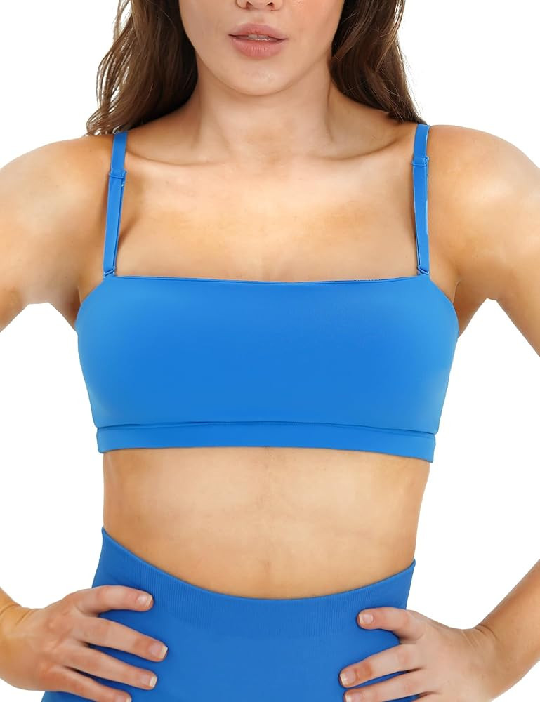 NVS Bandeau Sports Bras for Women Detachable Straps Padded Bralette Bra Yoga Fitness Workout Crop Top | Amazon (US)