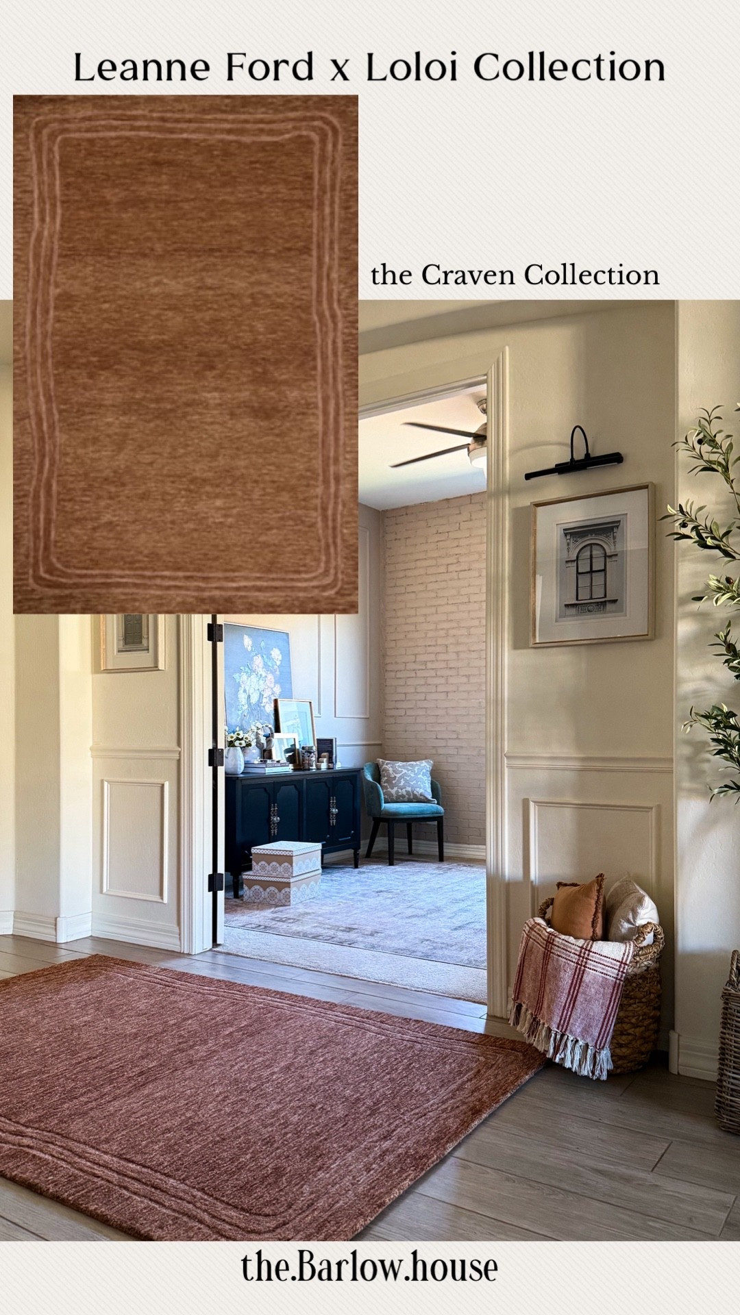 Have you heard about the first ever Leanne Ford x Loloi Collection? The inspiration for the collection comes from the characters of The Secret Garden , The Craven rug in Spice and Rose is perfect in my entryway! Its a beautiful compliment to my home office makeover! The rose & spice space-dyed wool yarn creates a beautiful heathered effect. The waved edge design, gives it a relaxed boho look, and the soft touch under your feet, is accomplished with each wool strand hand hooked to create different levels of dense piles.
Rug Details:
Craven CVN-02 Spice/Rose Wool Handmade Area Rug
Size: 5' x 7'6"
(Gifted)
@leannefordinteriors @loloirugs
#leannefordxloloi

#LTKSeasonal #LTKStyleTip #LTKHome