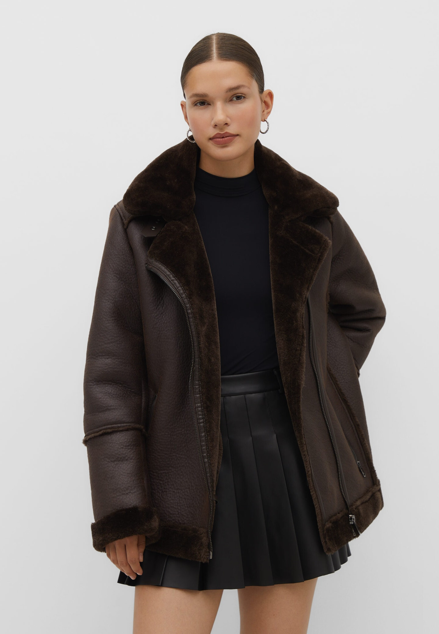 Faux shearling biker jacket | Stradivarius (UK)