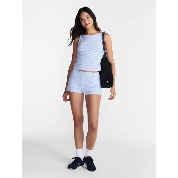 No Boundaries Sporty Striped Tank Top and Shorts Set, 2 Piece, Women's XXS-XXL | Walmart (US)