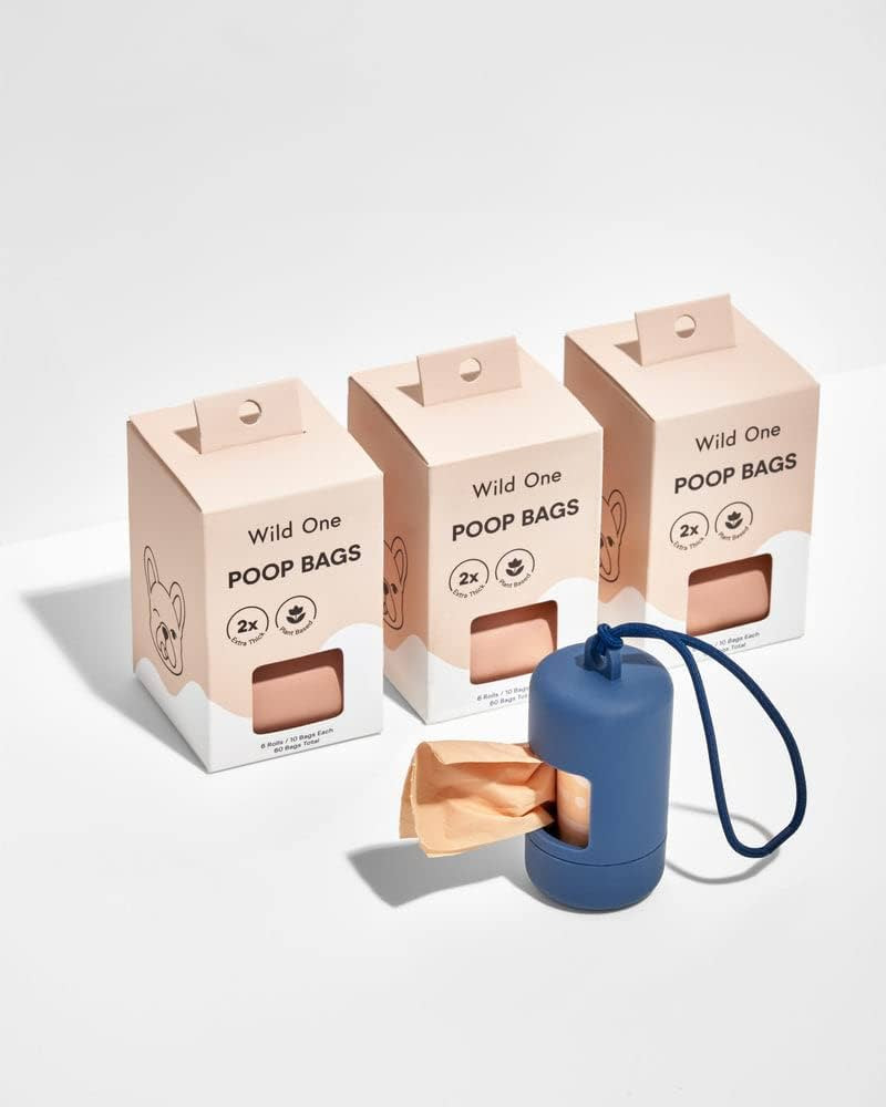 Wild One, Blue Dog Poop Waste Bag Carrier, Leash Dispenser with easy twist top, elastic band to f... | Amazon (US)