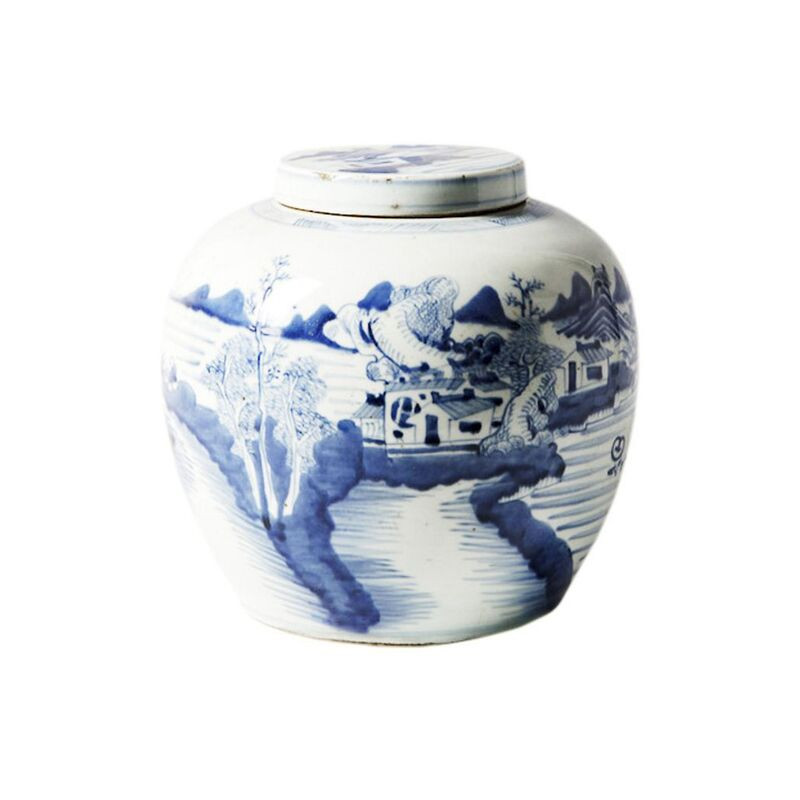 9" Landscape Jar, Blue/White | One Kings Lane