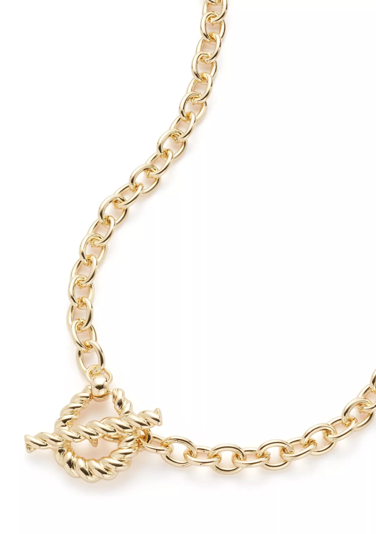 Gold Tone Ribbed Metal Toggle Collar Necklace | Belk