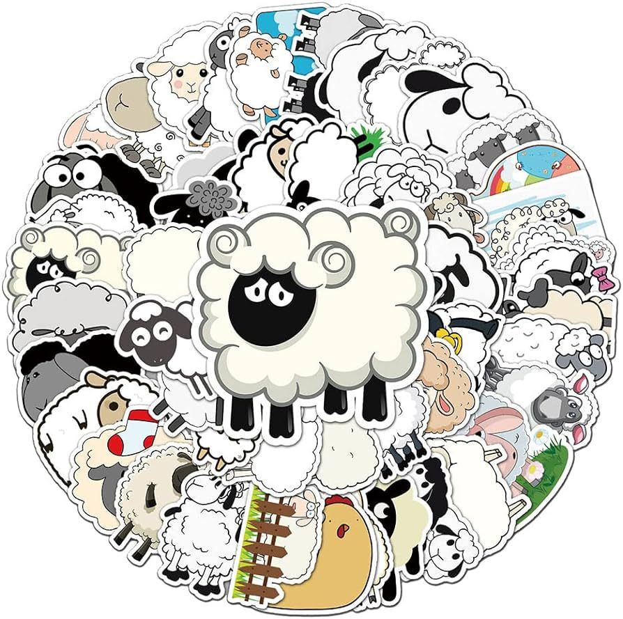 Cute Sheep Stickers for Teens Boys Girls Kids , Cartoon Waterproof Vinyl Stickers for Flasks Wate... | Amazon (US)