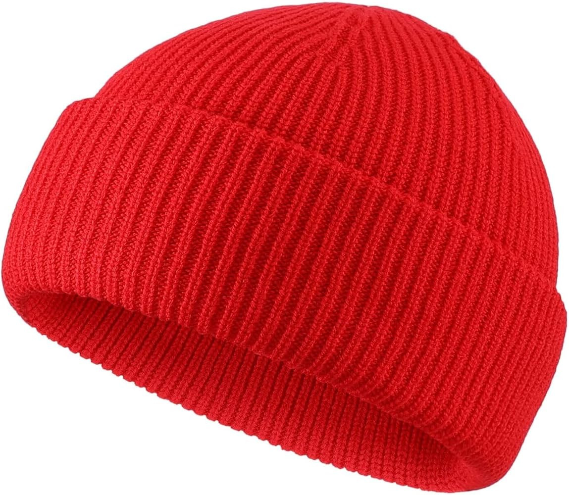 Connectyle Short Fisherman Beanie for Men Women Warm Winter Hats Knit Cuffed Beanies Skull Cap Ac... | Amazon (US)