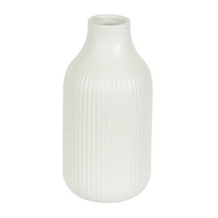 Better Homes & Gardens 8.5 Ribbed Cream Ceramic Vase | Walmart (US)