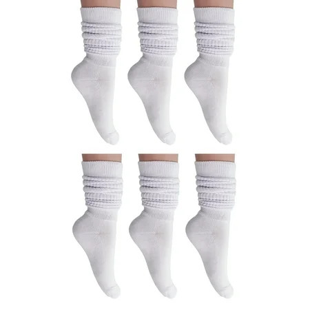 White Cotton Slouch Socks for Women Shoe Size 5-10 - 6 Pairs from M.O.S | Walmart (US)