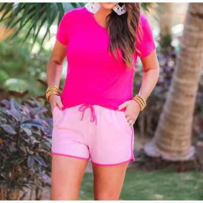 Women's Think Pink Solid Drawstring Everyday Shorts - Jess Lea 2X | Target