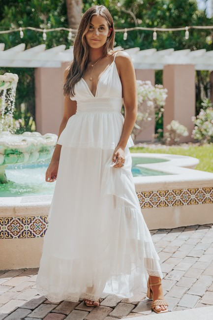 Coastal Chic White Lace Tiered Maxi Dress | Magnolia Boutique