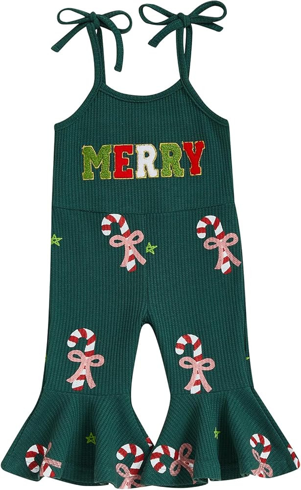 Toddler Baby Girl Thanksgiving Outfit Turkey Jumpsuit Spaghetti Strap Gobble Romper Bell Bottoms ... | Amazon (US)