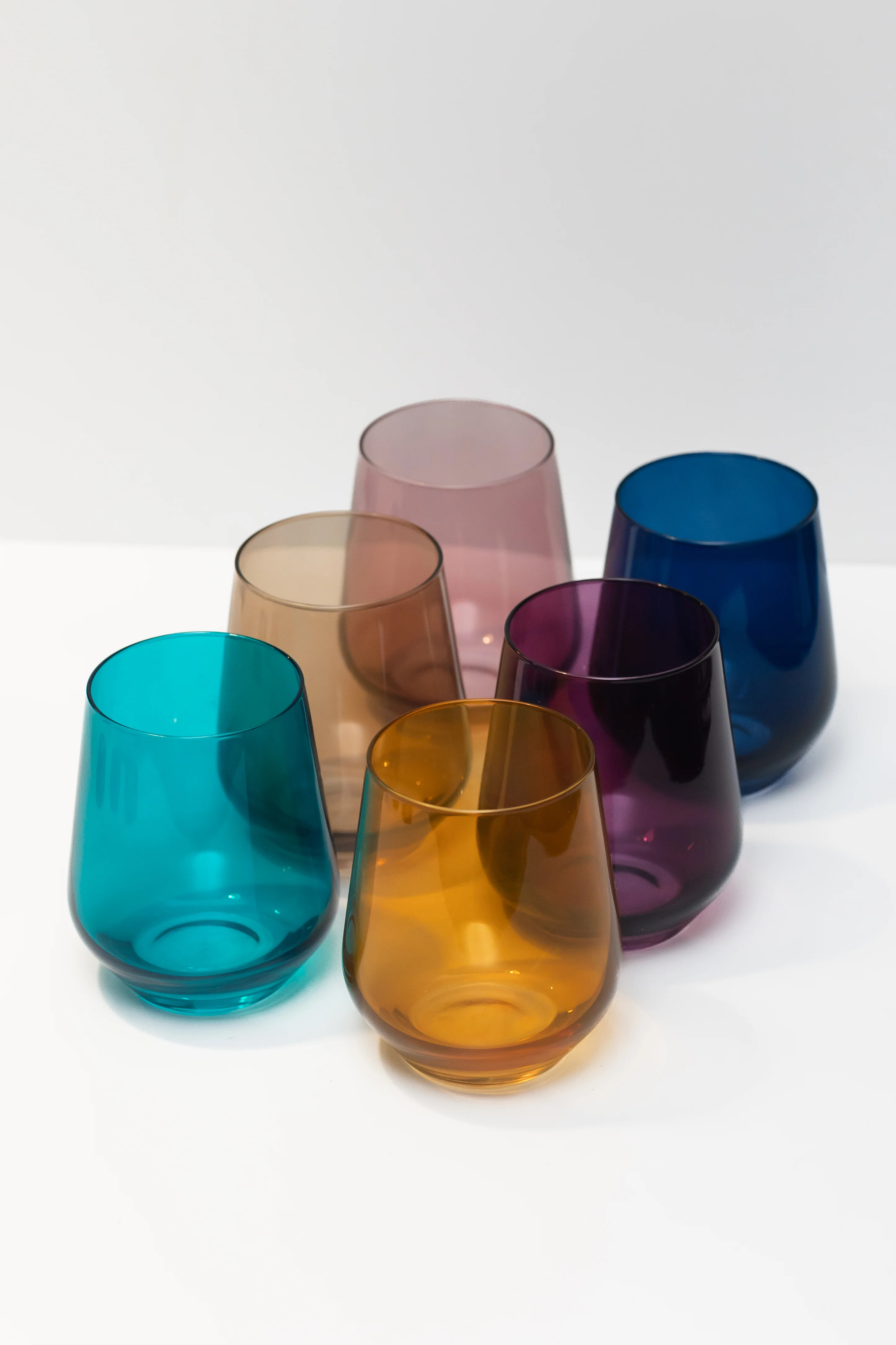 Estelle Colored Wine Stemless - Set of 6 {Fall Mixed Set} | Estelle Colored Glass