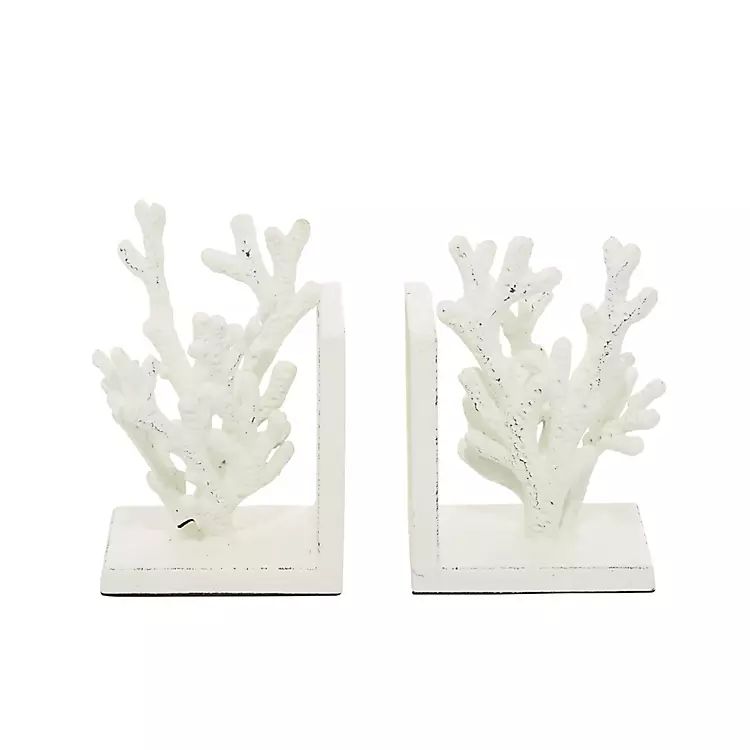 White Metal Coral Bookends, Set of 2 | Kirkland's Home