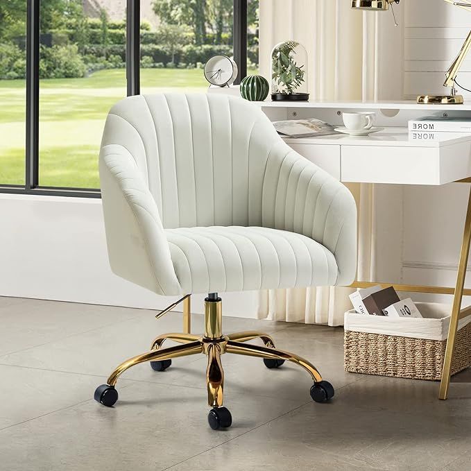 HULALA HOME Velvet Home Office Desk Chair, Modern Cute Computer Task Chair, Wheels Swivel Height ... | Amazon (US)