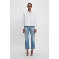 Victoria Beckham Cropped Long Sleeve Shirt In White - Size 4 UK | Victoria Beckham US