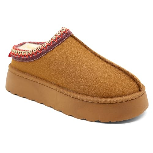 Women's Slippers Platform Mini Boots Short Ankle Boot Women Slippers Slip on Fur Fleece Lined Short Ankle Boot for Indoor Outdoor | Amazon (US)