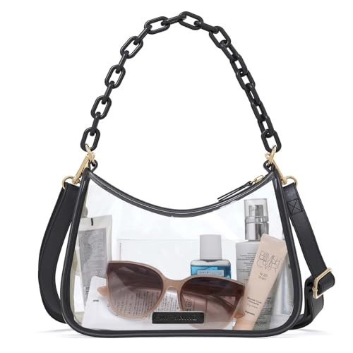 Missnine Clear Bag for Stadium Approved, Clear Crossbody Purse for Women Transparent Concert Handbag for Sports Stadium Events, Black | Amazon (US)