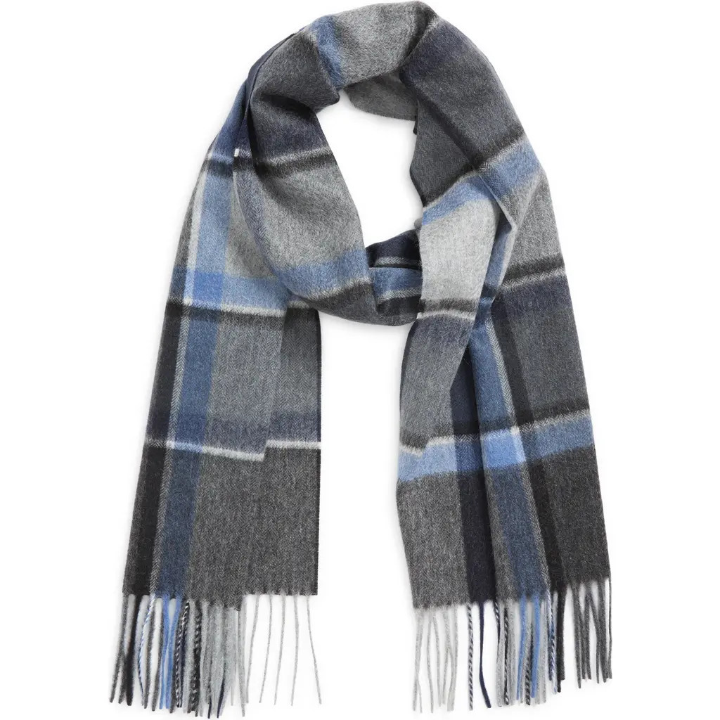 Andrew Stewart Plaid Cashmere Scarf in Navy at Nordstrom | Nordstrom