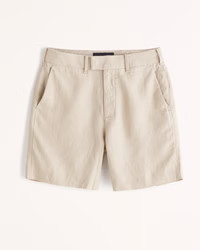 8 Inch Linen Fixed Waist Short | Abercrombie & Fitch (US)