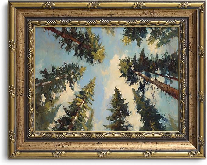 Vintage Gold Framed Wall Art Forest Canvas Art Landscape Print | Amazon (US)