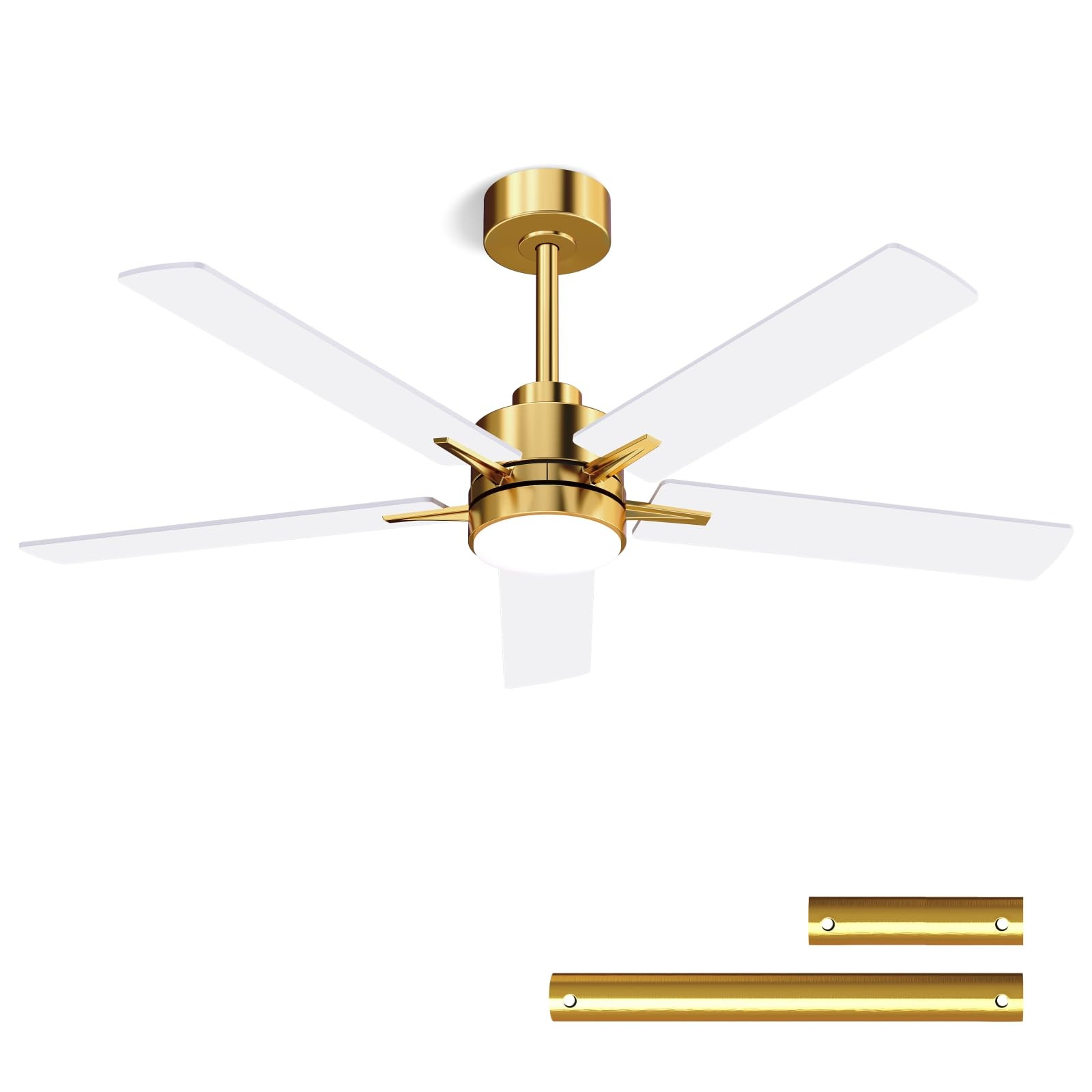 52'' Ceiling Fan with Lights and Remote, Low Profile Modern Ceiling Fan Gold, 6 Speed, Reversible... | Amazon (US)