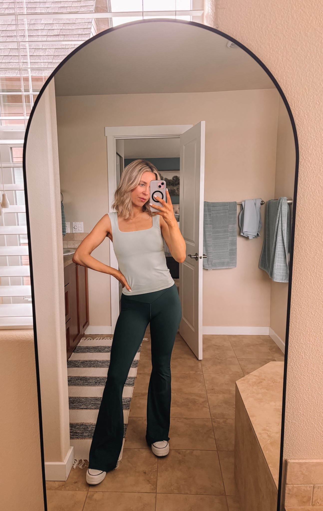 Offline top and flared pants are my absolute favorite from @Aerie ! Wearing size small in both  

#LTKootd #LTKmomlife #LTKgrwm
