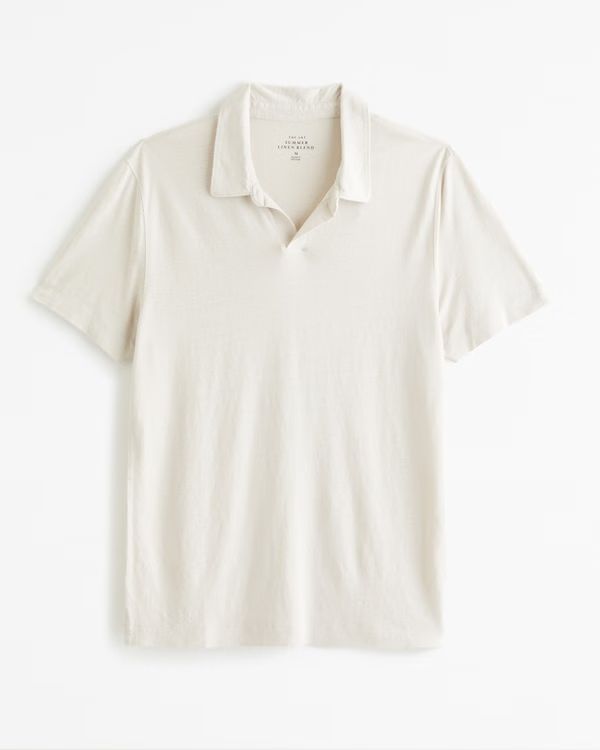 Summer Linen-Blend Johnny Collar Polo | Abercrombie & Fitch (US)