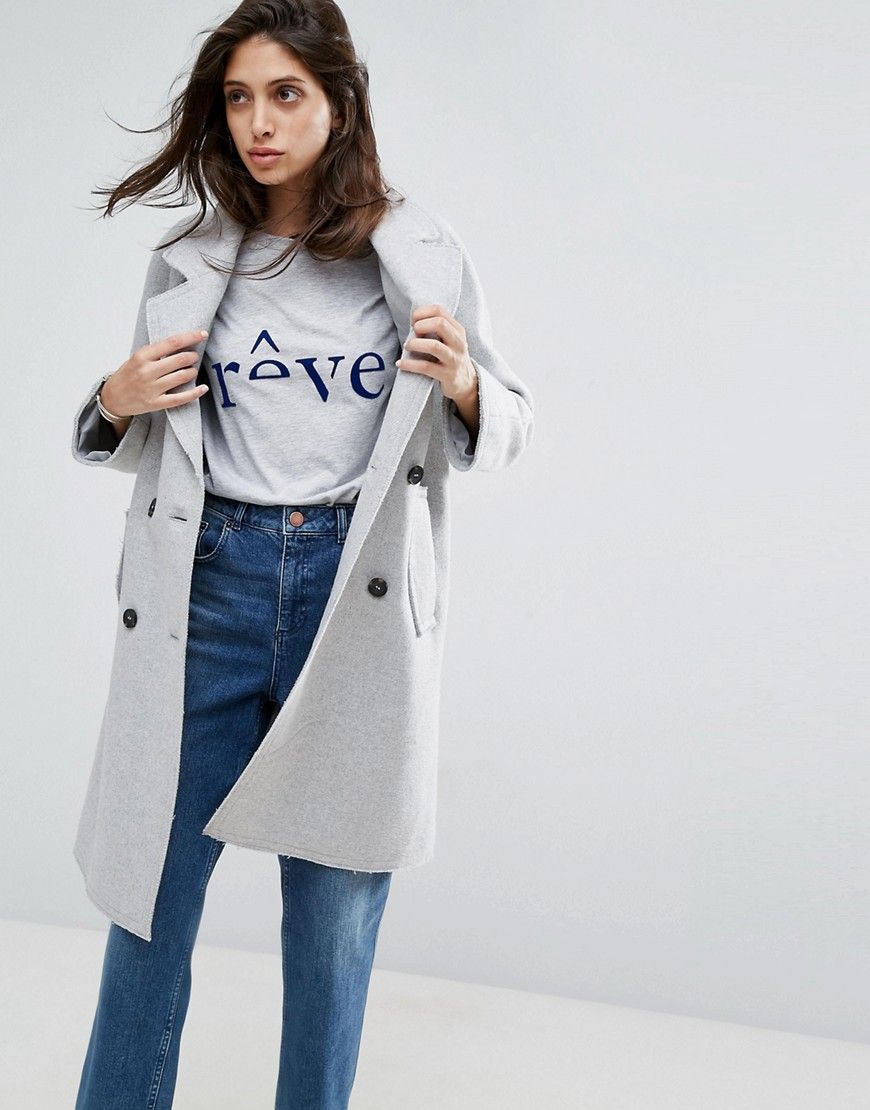 ASOS Coat with Raw Edges - Gray | ASOS US