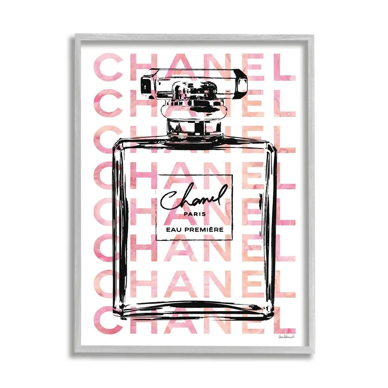Stupell Industries Glam Perfume Bottle With Words Pink Black Framed Wall Art by Amanda Greenwood | Walmart (US)