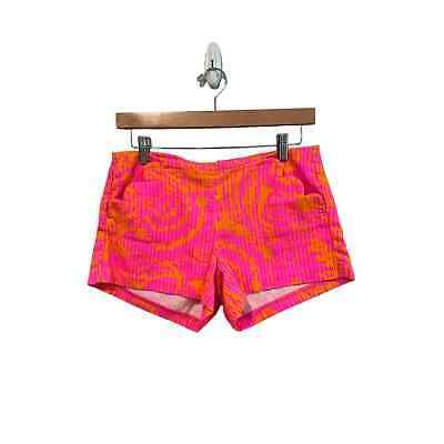 Lilly Pulitzer Liza Cotton Shorts Pink Orange Seaesta Scalloped Pockets Size 0 | eBay US