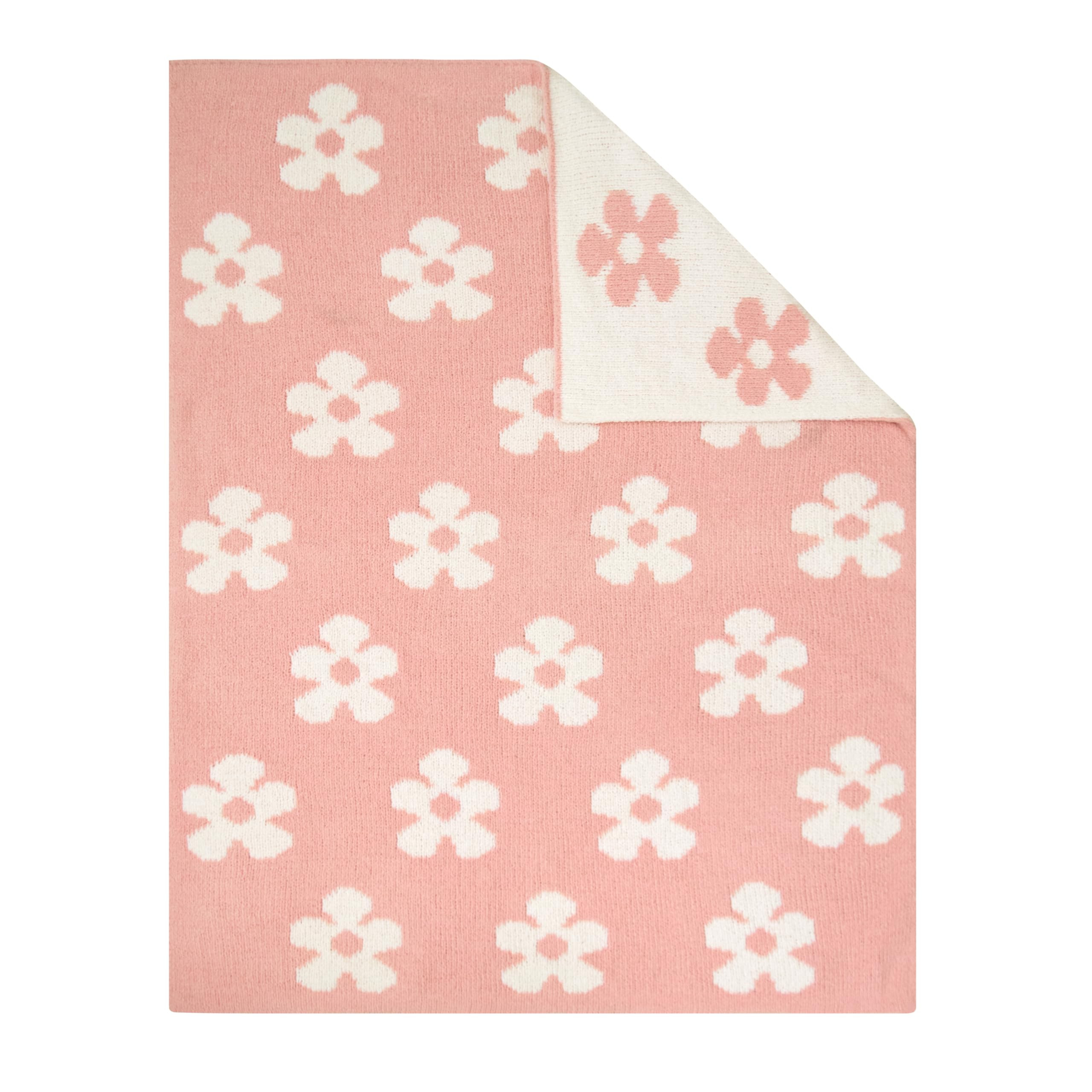 Living Textiles Pink Floral Daisy Chenille Soft Baby Blanket Reversible Premium Cozy Fabric for B... | Amazon (US)