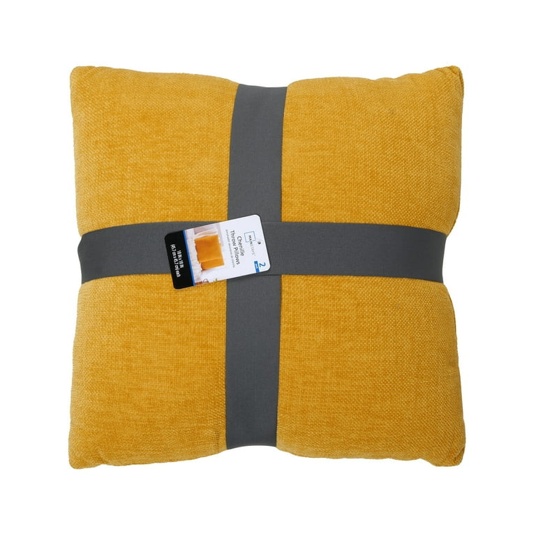 Mainstays 18" x 18" Solid Chenille Yellow Polyester Decorative Pillow Set (2 Count) | Walmart (US)