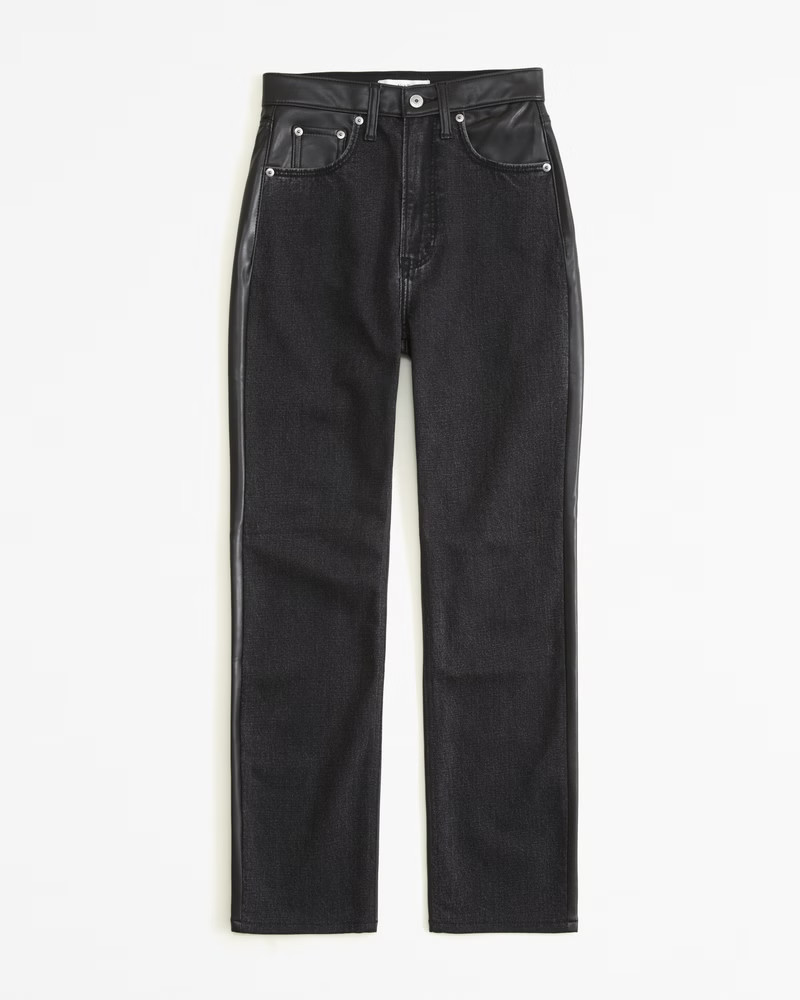 Women's Mixed Fabric Ultra High Rise Ankle Straight Jean | Women's Clearance | Abercrombie.com | Abercrombie & Fitch (US)