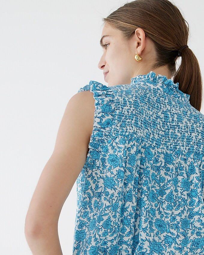 Garden soft gauze top in blue blooms block print | J. Crew US