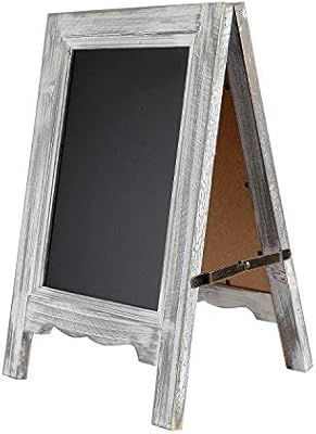 15 inch Mini Tabletop Wooden A-Frame Double-Sided Slate Chalkboard Sign Easel for Business (Gray) | Amazon (US)