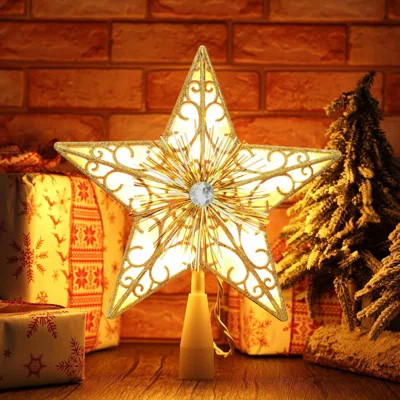 Christmas Tree Star, 9'' 3D Double-Side Gold Christmas Tree Topper, Glitter Christmas Treetop With 10 Warm White Light, 120V UL Certified Christmas St | Wayfair Professional