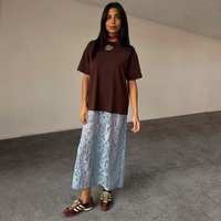 Women's Chocolate Cara T Shirt Dress in Brown, Size XL, Cotton/Elastane by Never Fully Dressed | Never Fully Dressed US