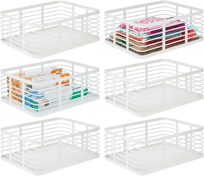 mDesign Modern Decor Metal Wire Food Organizer Storage Bin Baskets for Kitchen Cabinets, Pantry, ... | Amazon (US)