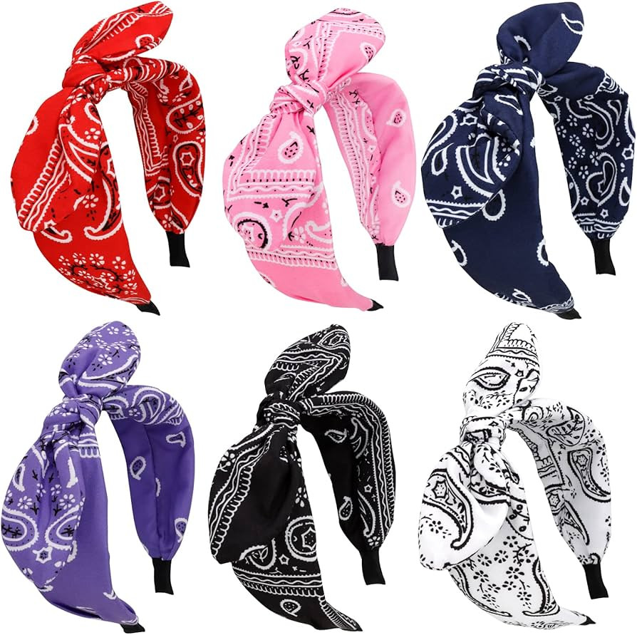 Jaciya Bandana Bow Headbands for Women Wide Headband Bunny Ears Headband Girls Hair Accessories | Amazon (US)