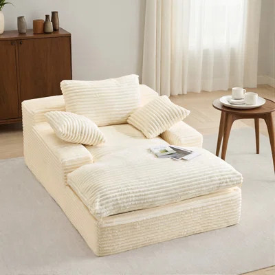 67'' Boneless Chaise Lounge Chair Indoor, Oversized Lounge With Fabric And High Density Sponge, Deep Seat Sleeper Couch Chairs Sofa For Living Room Be | Wayfair North America