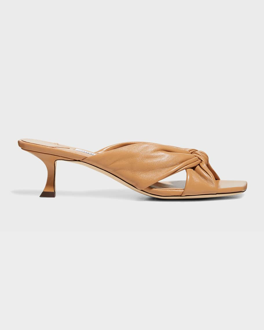Avenue Crisscross Knot Slide Sandals | Neiman Marcus
