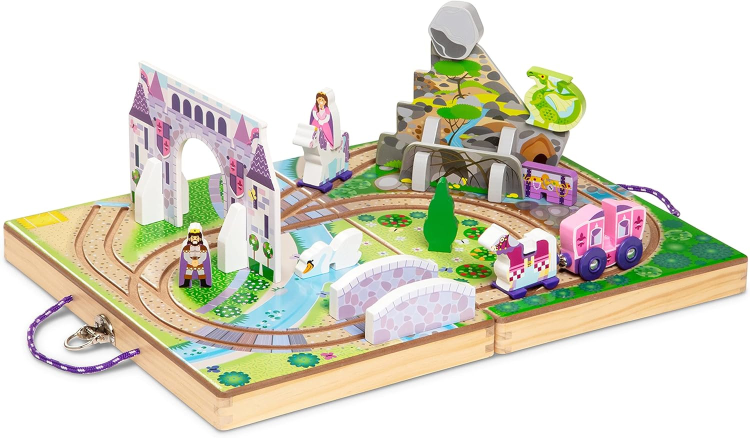 Melissa & Doug 19-Piece Wooden Take-Along Tabletop Kingdom – Carriage, Horse, Unicorn, Dragon, ... | Amazon (US)