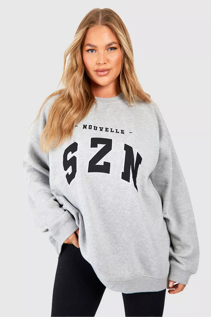 Plus Szn Applique Oversized Sweatshirt | Boohoo.com (UK & IE)