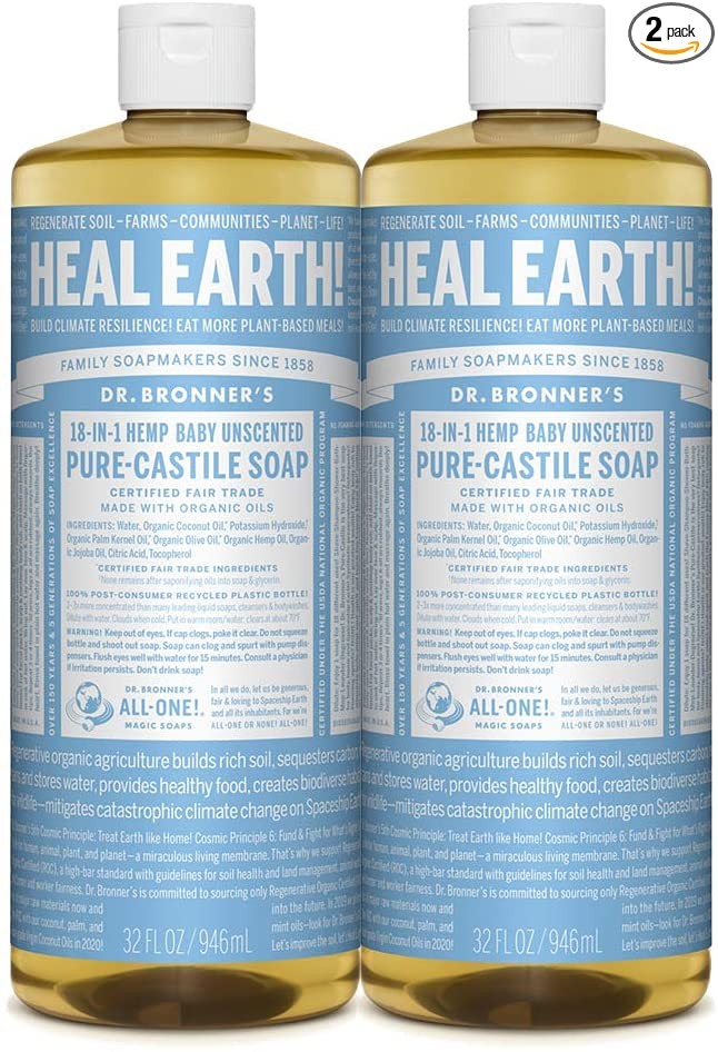 Dr. Bronner's - Pure-Castile Liquid Soap (Baby Unscented, 32 Fl Oz (Pack of 2) | Amazon (US)