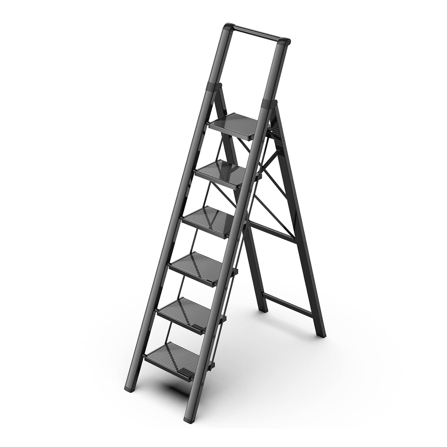GameGem 6 Step Ladder, Aluminum Folding Step Stool with Anti-Slip Sturdy and Wide Pedal, Portable... | Amazon (US)