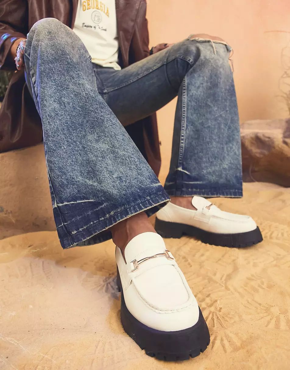 Chunky Loafers With Faux White Leather | ASOS (Global)
