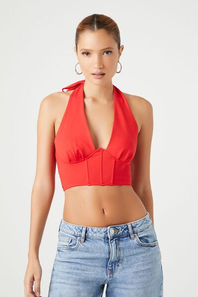 Plunging Halter Crop Top | Forever 21 | Forever 21 (US)