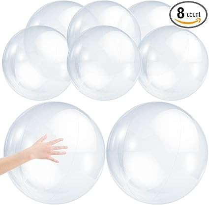 8 Pieces Inflatable Clear Beach Ball Inflatable Clear Balloons Transparent Swimming Pool Party Ba... | Amazon (US)