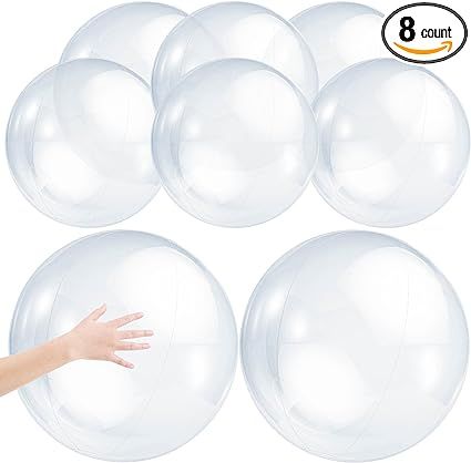 8 Pieces Inflatable Clear Beach Ball Inflatable Clear Balloons Transparent Swimming Pool Party Ba... | Amazon (US)