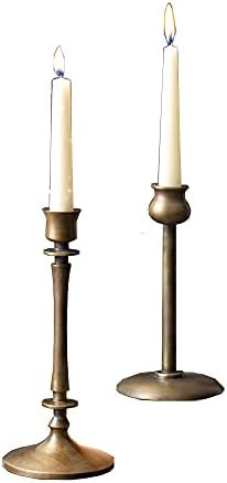 Set of 2 Brass Taper Candle Holders, Candlestick Holders, Centerpiece Table Decorative Vintage, M... | Amazon (US)