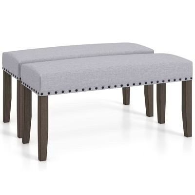 Costway 2 PCS 42.5" Upholstered Entryway Bench with Nailhead Trim Soft Padded Cushion Indoor | Target